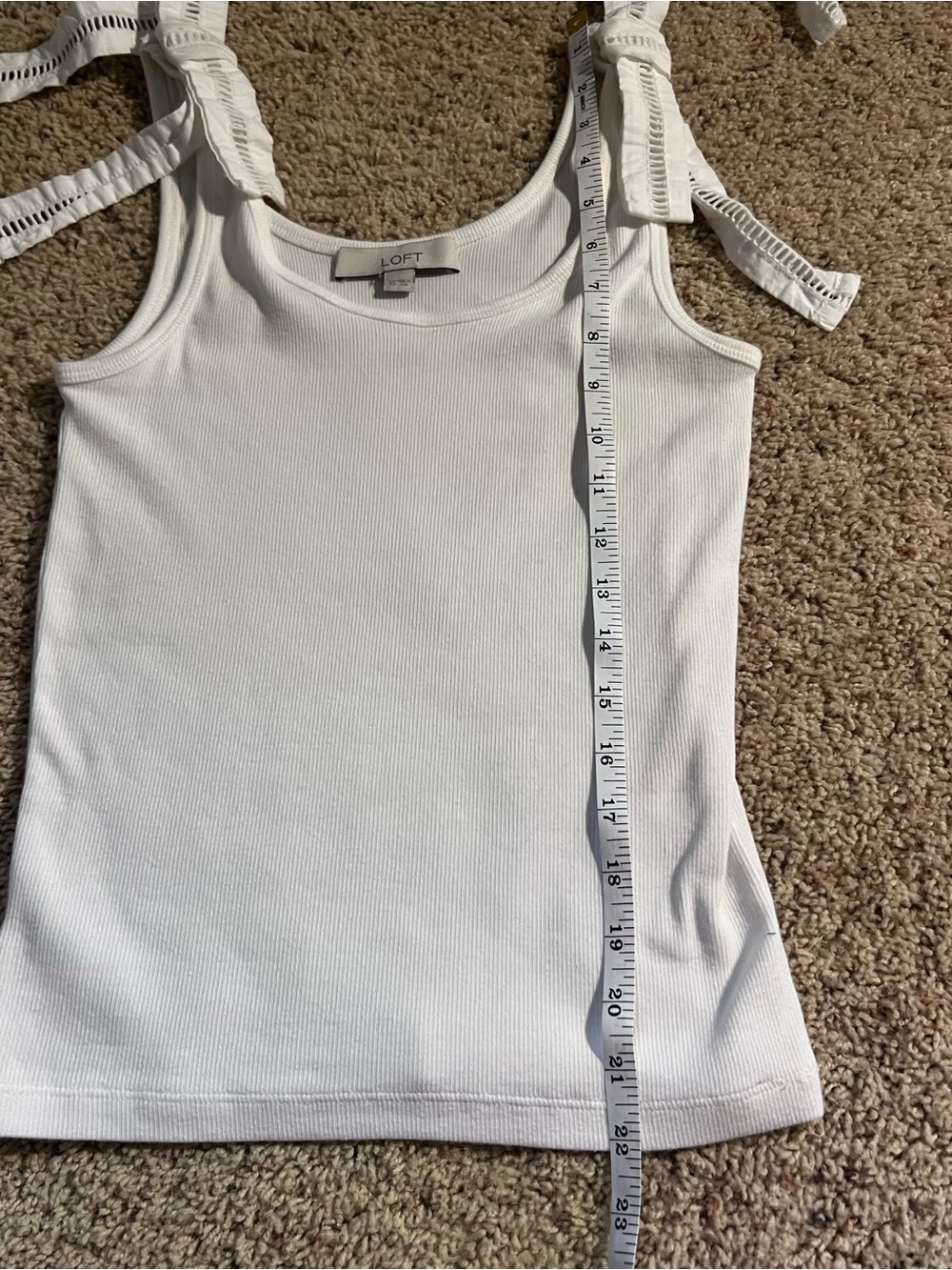 LOFT White Ribbed Tie-Shoulder Tank - Picture 3 of 4
